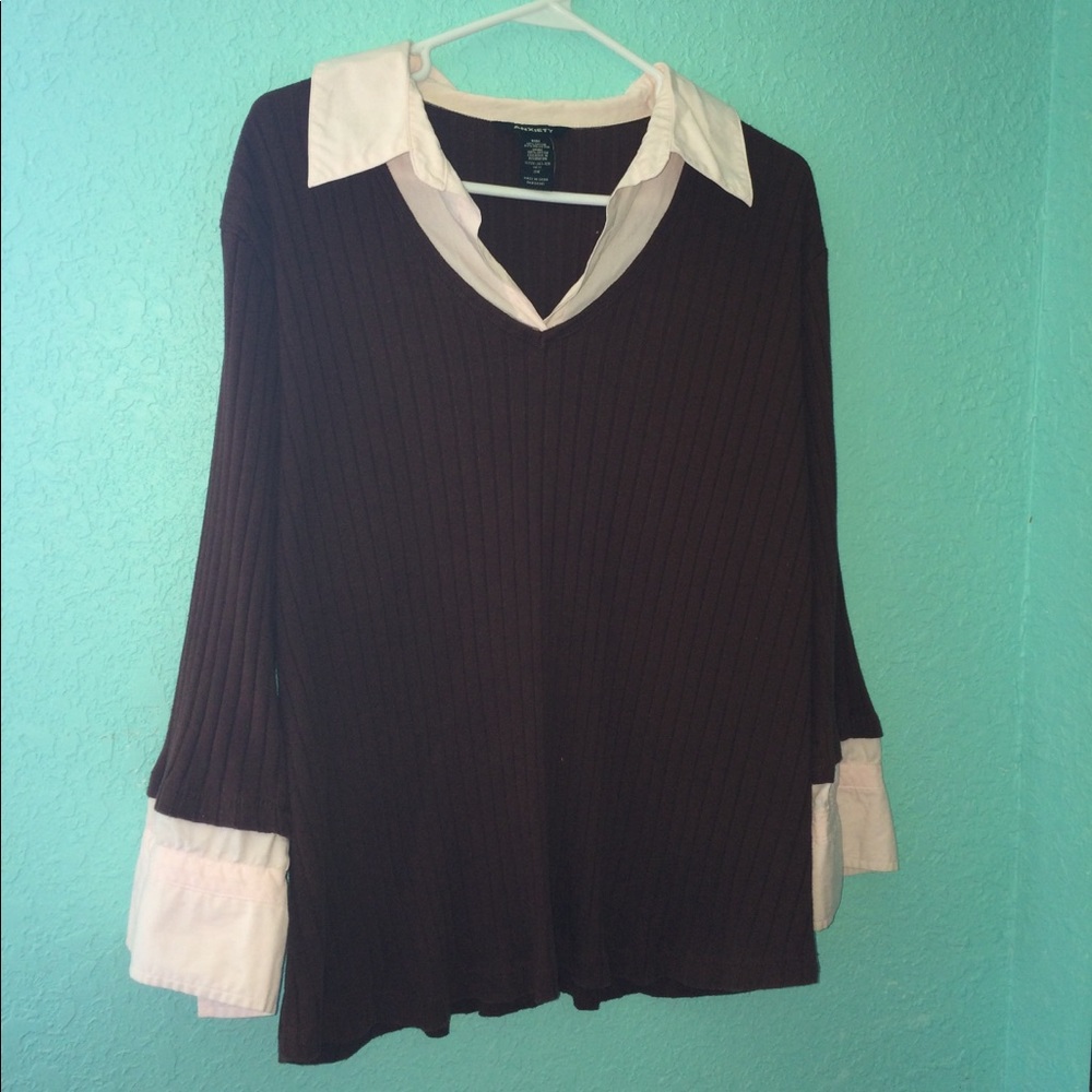 Anxiety Brown and Pink Blouse 3X Plus Size